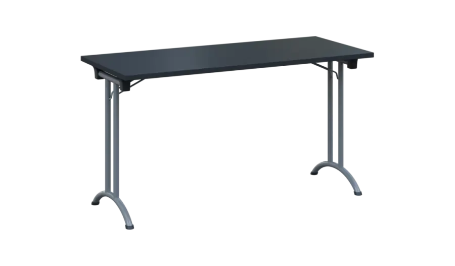 SLA 140 lak skládací jednací stůl 1394x600, deska 25 mm, podnož stříbrný lak, deska antracit